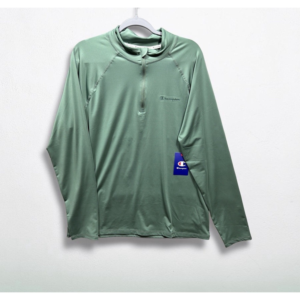 Champion Mens 1/4 Zip Pullover Athletic Performance Size Large Green